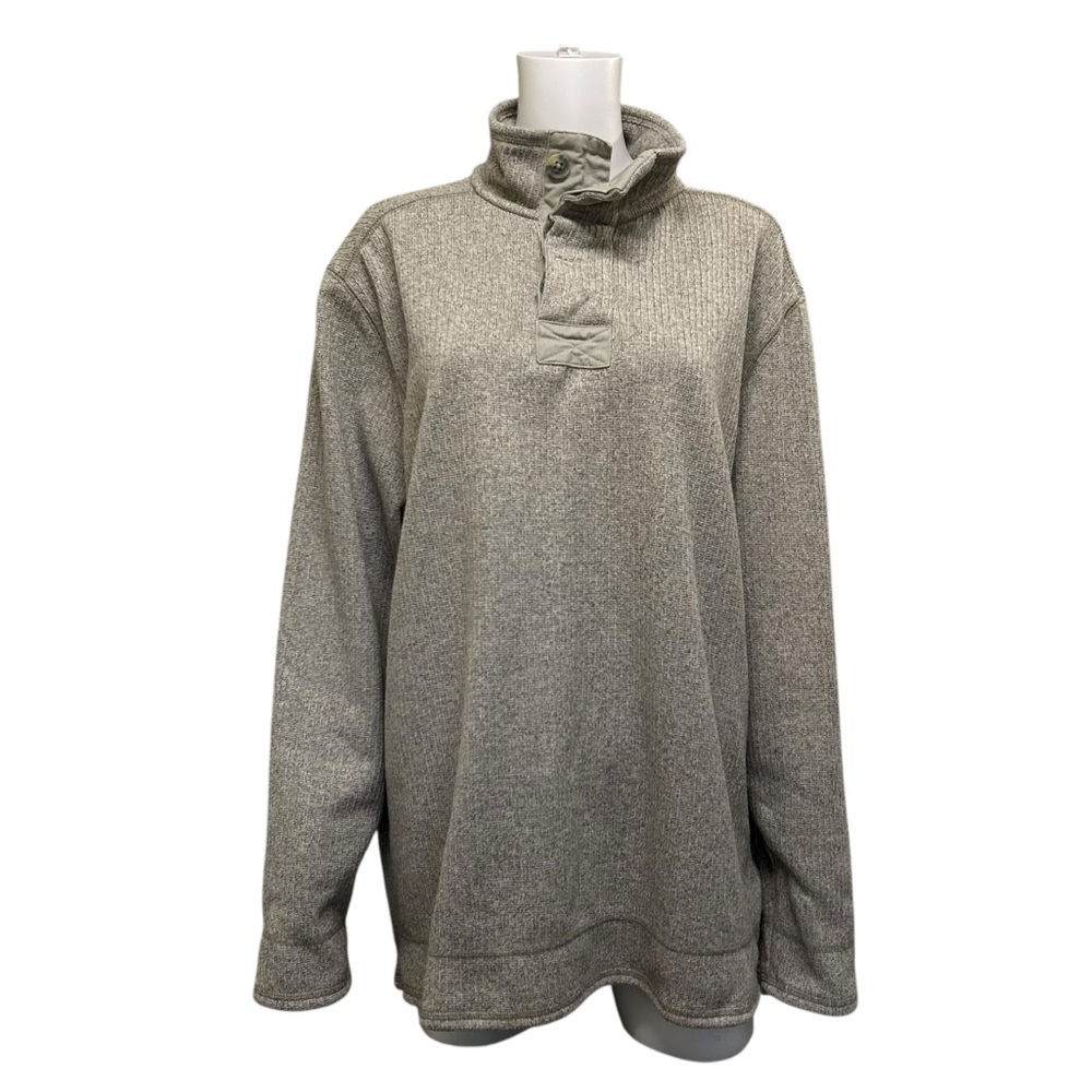 Field & Stream Heathered Gray Ribbed Mock Neck Pullover Sweater - XXL